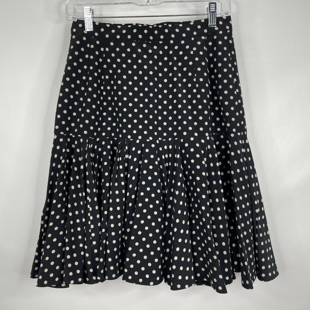 Valentino Black and Cream Polka Dot A-Line Skirt - Picture 3 of 5